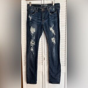 Machine Blue jeans juniors Size 11 distressed skinny stretch destroyed